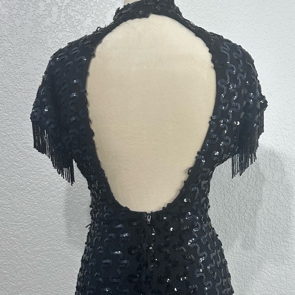 Vintage Beaded Flapper Style Backless Dress Sequins Beaded Women’s Size Large - Picture 3 of 9